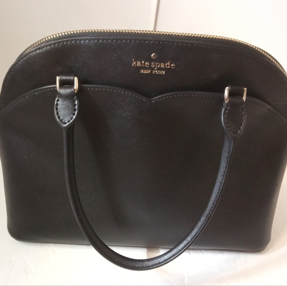 Kate Spade Payton Medium Dome Satchel Handbag Women's Bag Heart Black Leather - Picture 8 of 8